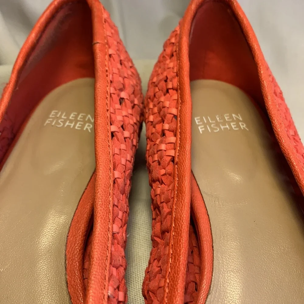 Eileen Fisher leather intarsio woven leather flats